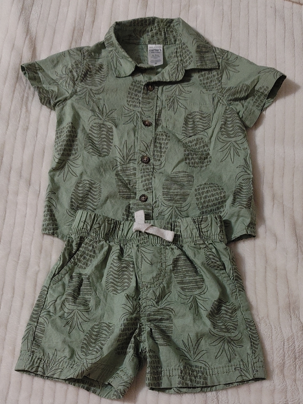 Carter's Green Pineapple Print Kids Matching Set